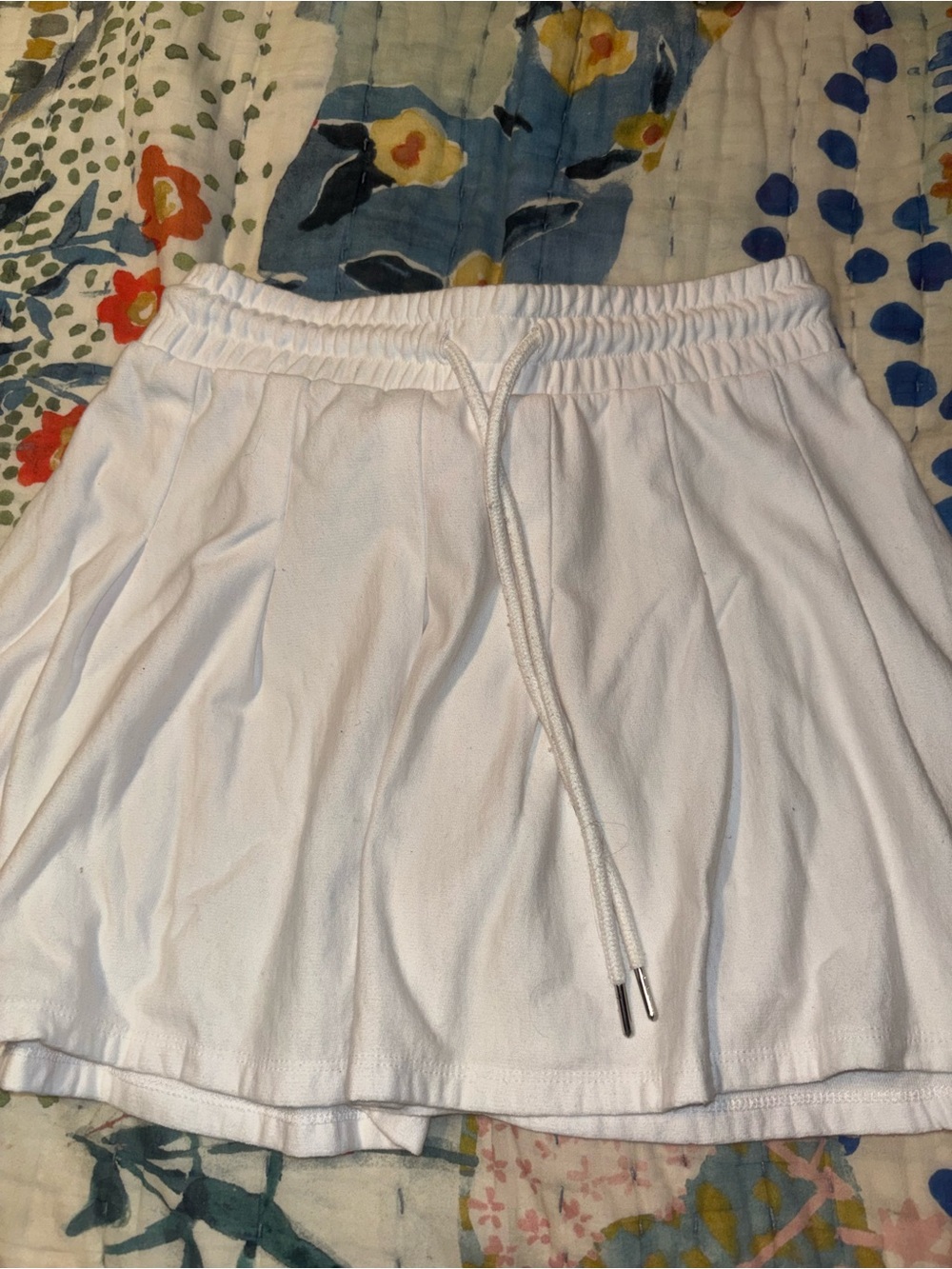 No Boundaries White Drawstring Mini Skirt